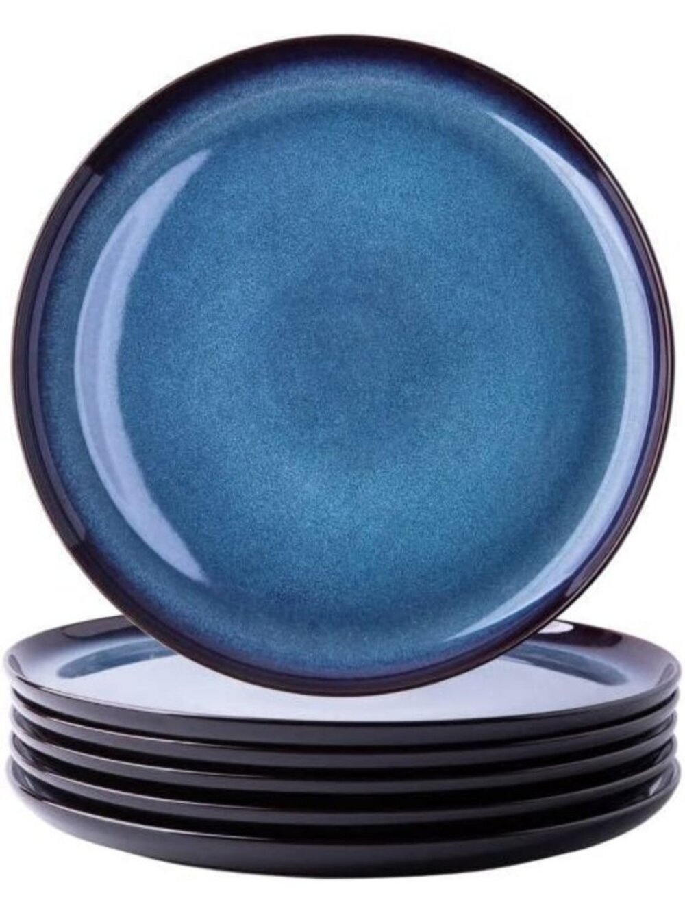 Ceramic Dinner Plates Set of 6 - 10.5 Inch Reactive Glaze Dining Dishware